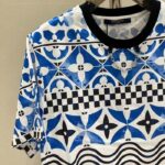 Louis Vuitton LV Women Monogram Tile T-Shirt Cotton Blue White Regular Fit - Image 6