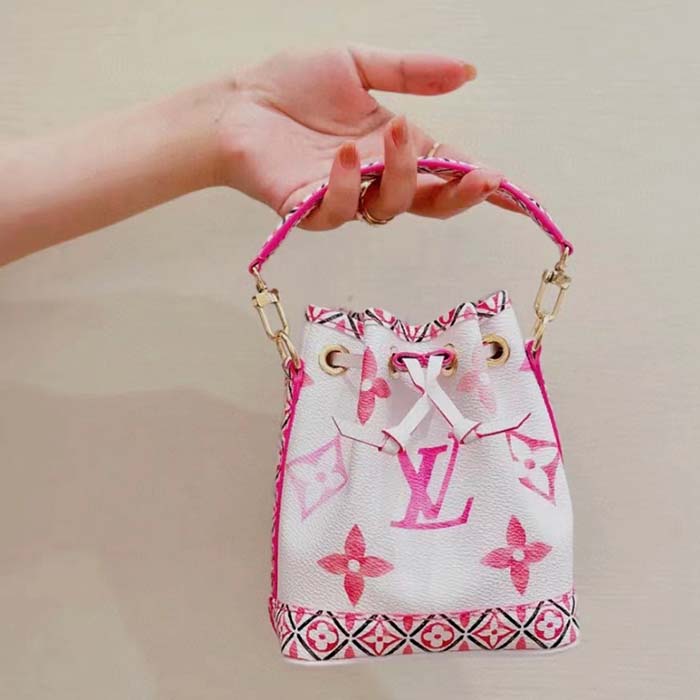 Louis Vuitton LV Women Nano Noé Bucket Bag Pink Monogram Coated Canvas (4)