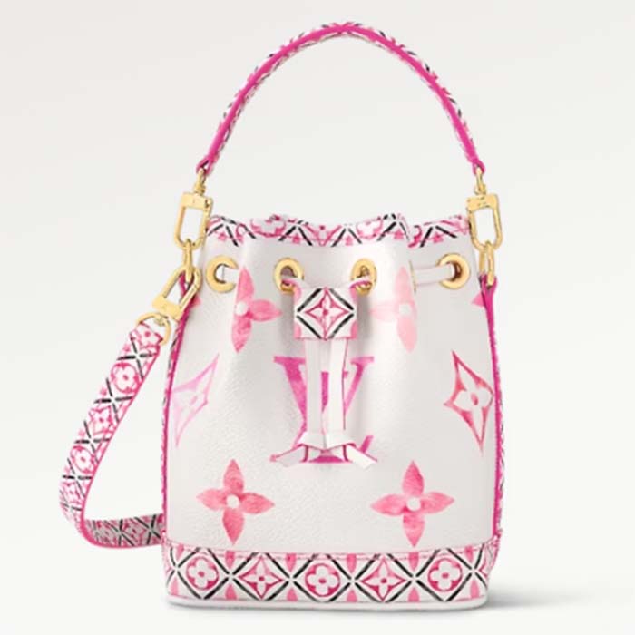 Louis Vuitton LV Women Nano Noé Bucket Bag Pink Monogram Coated Canvas (7)