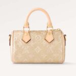 Louis Vuitton LV Donna Nano Speedy Beige Monoglam Tela Rivestita Chiusura con Zip