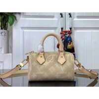 Louis Vuitton LV Women Nano Speedy Beige Monoglam Coated Canvas Zip Closure (11)