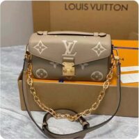 Louis Vuitton LV Women Pochette Métis East West Bag Beige Grained Cowhide Leather (7)
