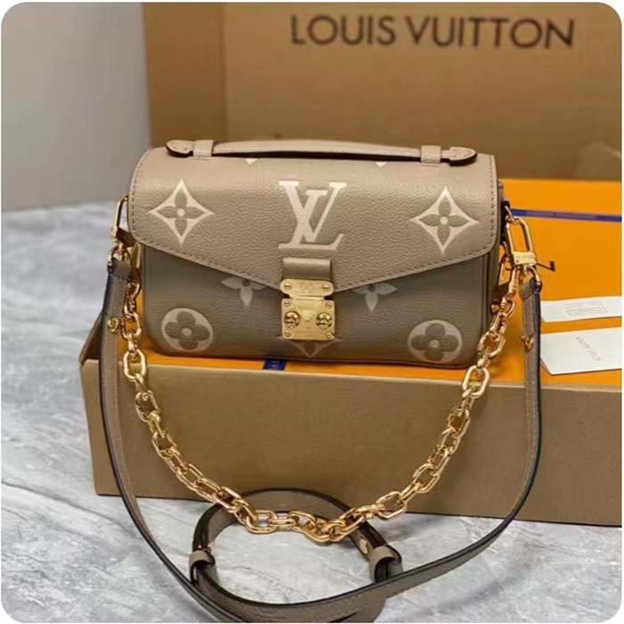 Louis Vuitton LV Women Pochette Métis East West Bag Beige Grained Cowhide Leather (4)