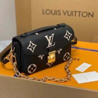 Louis Vuitton LV Women Pochette Métis East West Bag Black Beige Grained Cowhide Leather (6)