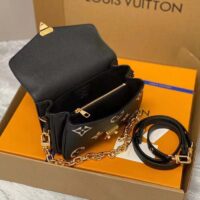 Louis Vuitton LV Women Pochette Métis East West Bag Black Beige Grained Cowhide Leather (6)