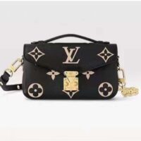 Louis Vuitton LV Women Pochette Métis East West Bag Black Beige Grained Cowhide Leather (6)