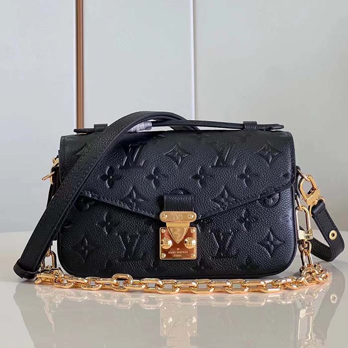 Louis Vuitton LV Women Pochette Métis East West Bag Black Grained Cowhide Leather (1)