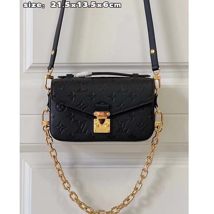 Louis Vuitton LV Women Pochette Métis East West Bag Black Grained Cowhide Leather (5)