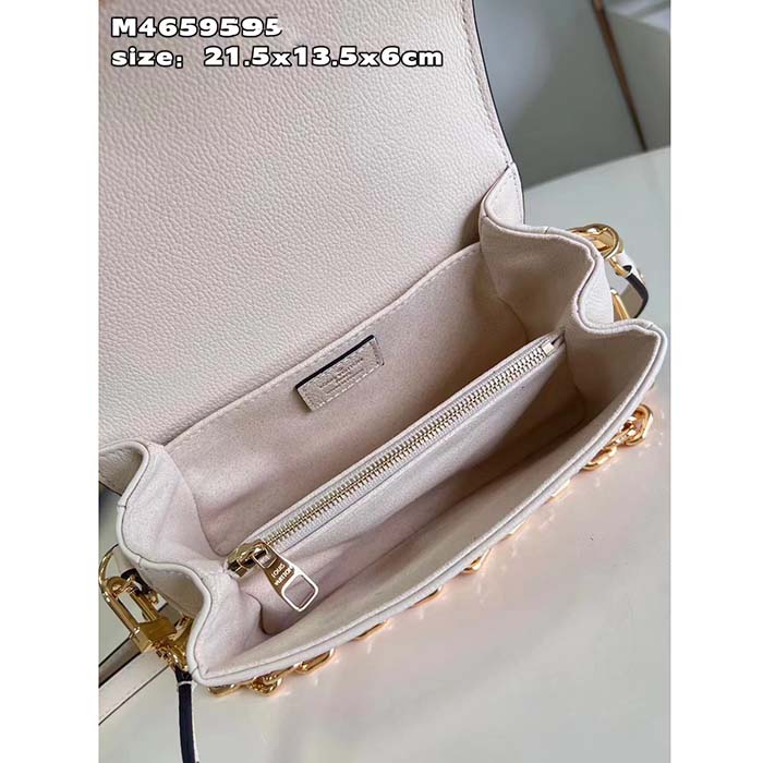 Louis Vuitton LV Women Pochette Métis East West Bag Crème Beige Grained Cowhide Leather (7)