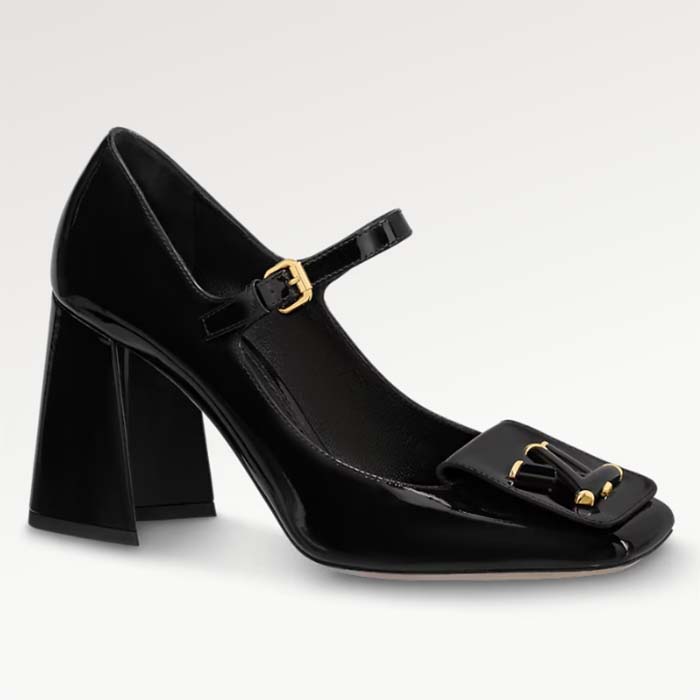 Louis Vuitton LV Women Shake Pump Black Patent Calf Leather Lambskin 8.5 CM Heel