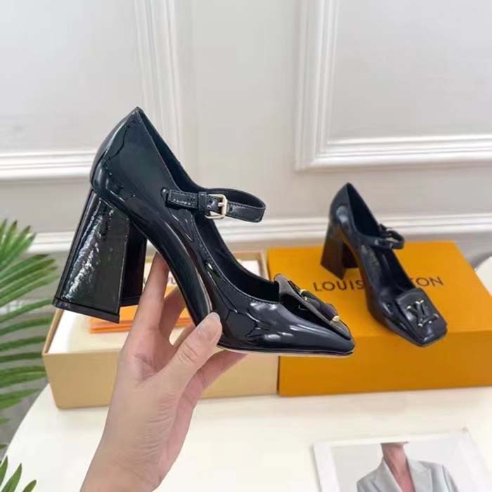 Louis Vuitton LV Women Shake Pump Black Patent Calf Leather Lambskin 8.5 CM Heel (11)