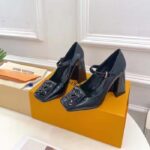 Louis Vuitton LV Women Shake Pump Black Patent Calf Leather Lambskin 8.5 CM Heel - Imagen 4