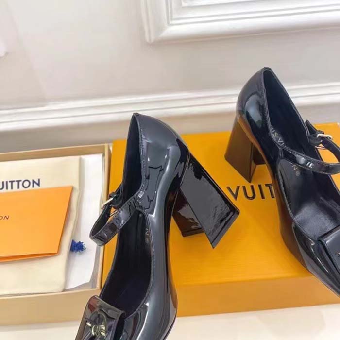 Louis Vuitton LV Women Shake Pump Black Patent Calf Leather Lambskin 8.5 CM Heel (2)