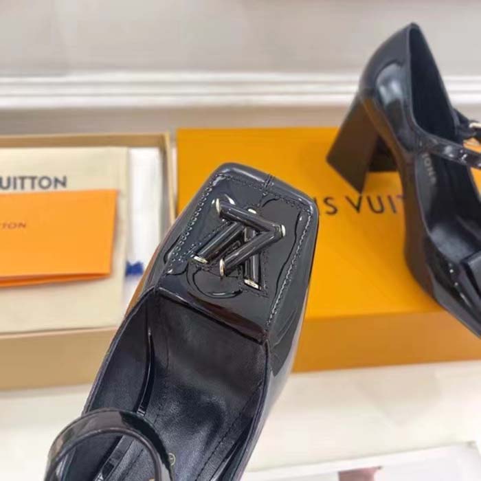 Louis Vuitton LV Women Shake Pump Black Patent Calf Leather Lambskin 8.5 CM Heel (4)