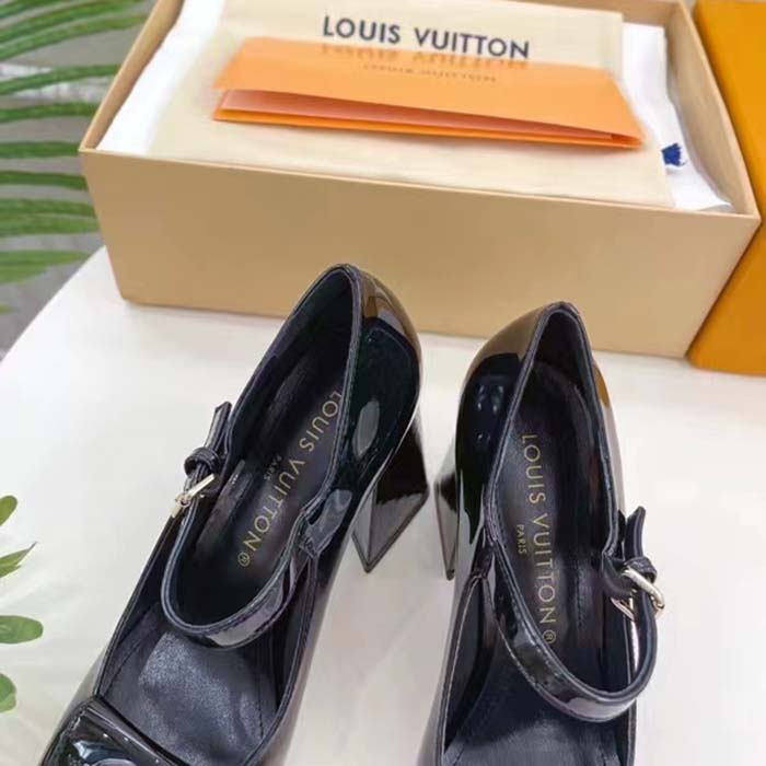 Louis Vuitton LV Women Shake Pump Black Patent Calf Leather Lambskin 8.5 CM Heel (8)