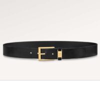 Louis Vuitton Unisex LV City Pin 35MM Belt Black Calf Leather Gold-Color Hardware (1)