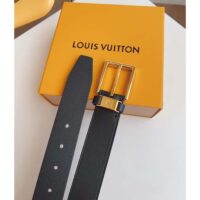 Louis Vuitton Unisex LV City Pin 35MM Belt Black Calf Leather Gold-Color Hardware (1)