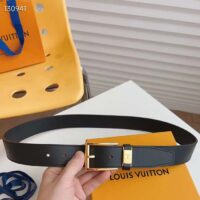 Louis Vuitton Unisex LV City Pin 35MM Belt Black Calf Leather Gold-Color Hardware (1)