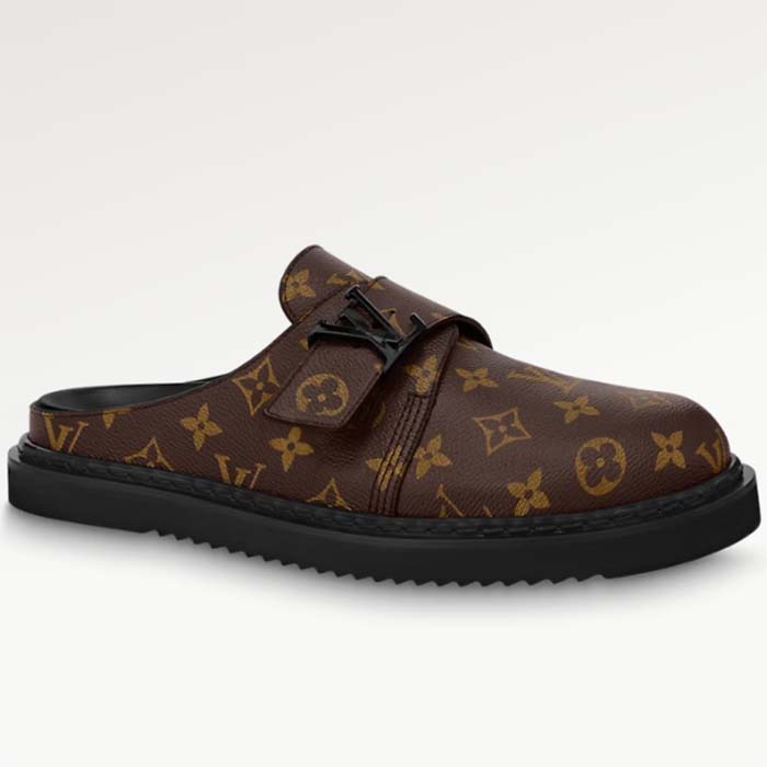 Louis Vuitton Unisex LV Easy Mule Ebene Monogram Canvas Adjustable Strap Anatomic Insole