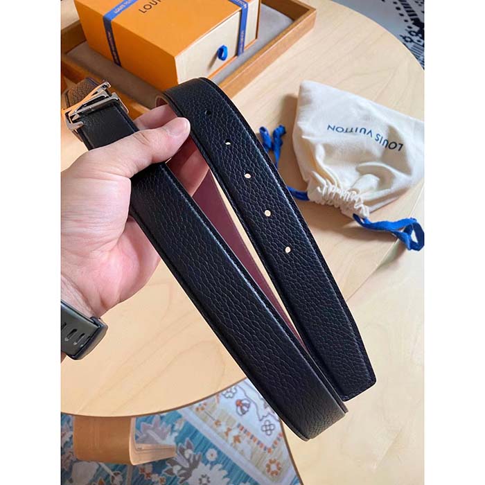 Louis Vuitton Unisex LV Heritage 35 MM Reversible Belt Black Bordeaux Leather (13)