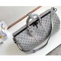 Louis Vuitton Unisex LV Keepall Bandoulière 50 Travel Bag Anthracite Gray Monogram Shadow Calf Leather (4)