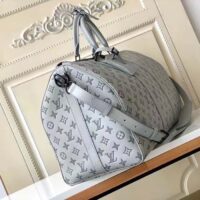 Louis Vuitton Unisex LV Keepall Bandoulière 50 Travel Bag Anthracite Gray Monogram Shadow Calf Leather (4)