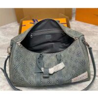 Louis Vuitton Unisex LV Keepall Bandoulière 50 Travel Bag Monogram Washed Denim Coated Canvas (11)