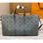 Louis Vuitton Unisex LV Keepall Bandoulière 50 Travel Bag Monogram Washed Denim Coated Canvas - Image 3