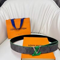 Louis Vuitton Unisex LV Line 40 MM Reversible Belt Green Monogram Eclipse Reverse Coated Canvas (9)