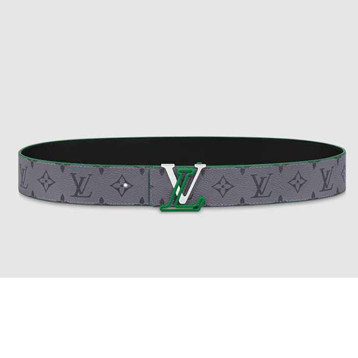 Louis Vuitton Unisex LV Line 40 MM Reversible Belt Green Monogram Eclipse Reverse Coated Canvas