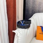 Louis Vuitton Unisex LV Line 40mm Reversible Belt Blue Monogram Eclipse Noir Coated Canvas - Imagen 3