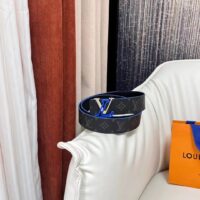 Louis Vuitton Unisex LV Line 40mm Reversible Belt Blue Monogram Eclipse Noir Coated Canvas (5)