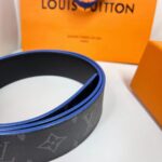 Louis Vuitton Unisex LV Line 40mm Reversible Belt Blue Monogram Eclipse Noir Coated Canvas - Imagen 8