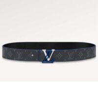 Louis Vuitton Unisex LV Line 40mm Reversible Belt Blue Monogram Eclipse Noir Coated Canvas