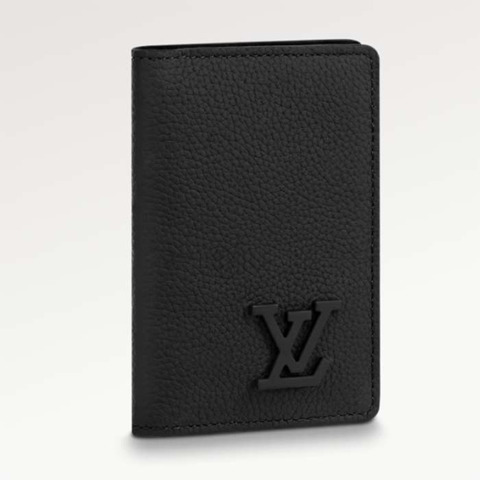 Louis Vuitton Unisex LV Pocket Organizer Black Black Grained Calf Leather Cowhide