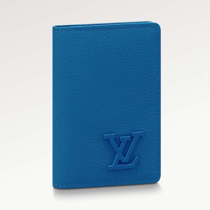 Louis Vuitton Unisex LV Pocket Organizer Bright Blue Cowhide Leather 3 Card Slots