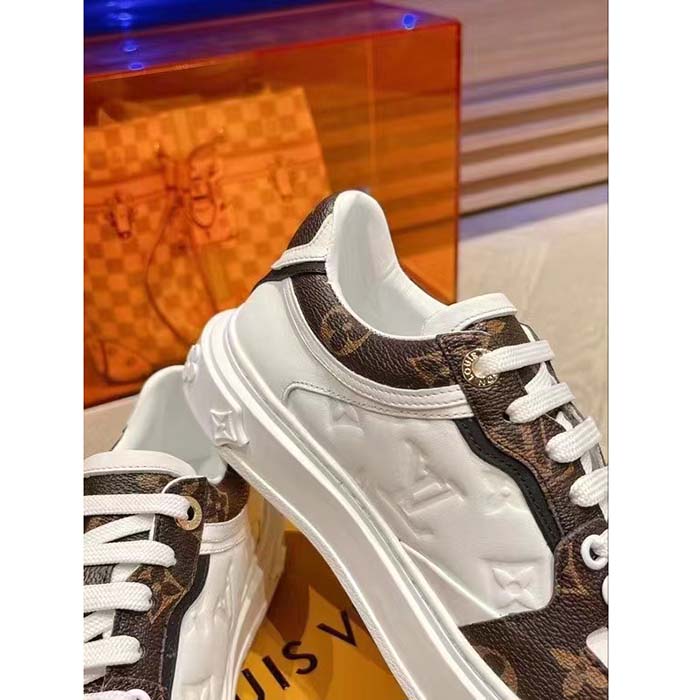 Louis Vuitton Unisex LV Time Out Sneaker White Calf Leather Patent Monogram Canvas (2)