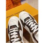 Louis Vuitton Unisex LV Time Out Sneaker White Calf Leather Patent Monogram Canvas – Image 4