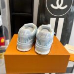 Louis Vuitton Unisex LV Trainer Sneaker Blue Monogram Denim Flowers Rubber LV Initials – Image 9