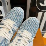 Louis Vuitton Unisex LV Trainer Sneaker Blue Monogram Denim Flowers Rubber LV Initials – Image 7