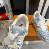 Louis Vuitton Unisex LV Trainer Sneaker Blue Monogram Denim Flowers Rubber LV Initials (7)