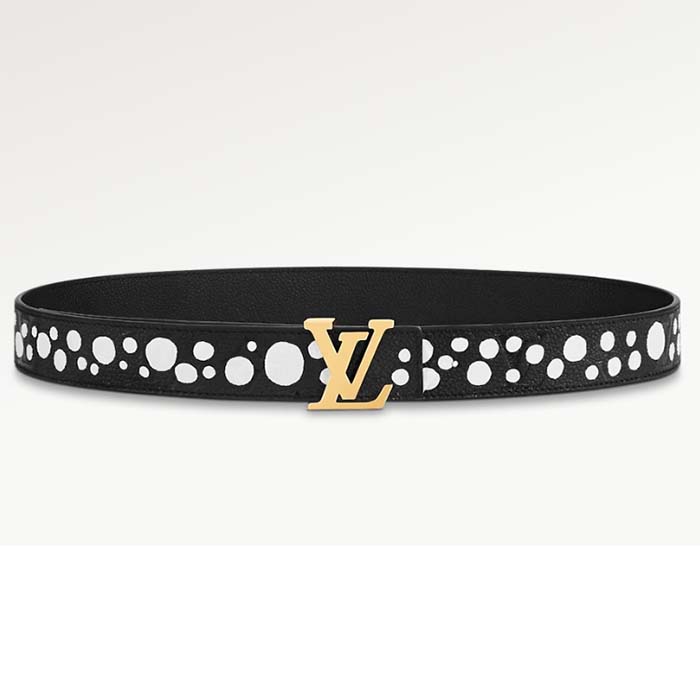 Louis Vuitton Unisex LV x YK LV Initiales 30 MM Reversible Infinity Dots Belt Black Leather