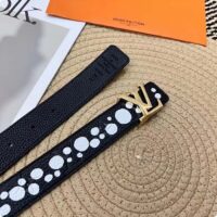 Louis Vuitton Unisex LV x YK LV Initiales 30 MM Reversible Infinity Dots Belt Black Leather (1)