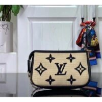 Louis Vuitton Unisex Mini Pochette Accessoires Black Lotus Cotton Cowhide Zip Closure (10)