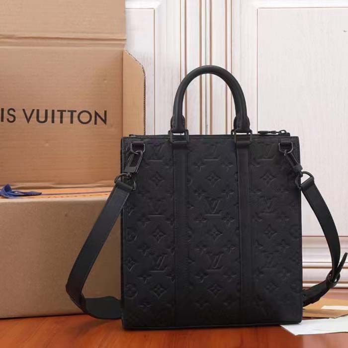 Louis Vuitton Unisex Sac Plat NV Black Embossed Taurillon Monogram Cowhide Leather (2)