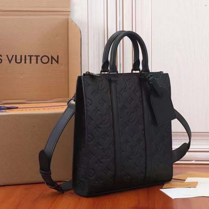 Louis Vuitton Unisex Sac Plat NV Black Embossed Taurillon Monogram Cowhide Leather (7)