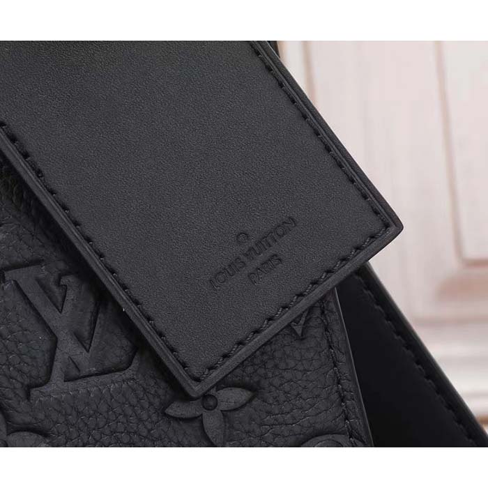 Louis Vuitton Unisex Sac Plat NV Black Embossed Taurillon Monogram Cowhide Leather (8)