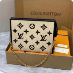 Louis Vuitton Unisex Toiletry Pouch On Chain Black Lotus Cotton Cowhide Leather - Image 2