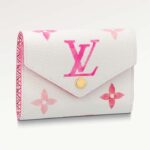 Portafoglio unisex Louis Vuitton Victorine in tela rivestita Monogram rosa con tasca per banconote