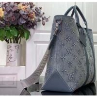 Louis Vuitton Unisex Weekend Tote MM Monogram Washed Denim Coated Canvas Cowhide Leather (12)